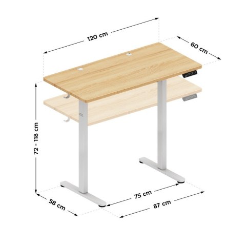 Biurko elektryczne Leader 6.9 Craft 120 cm