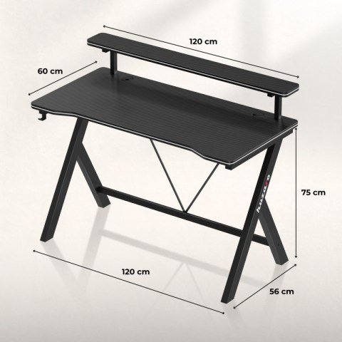 Biurko gamingowe Hero 1.9 Black 120 cm