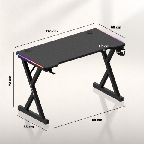 Biurko gamingowe Hero 2.3 RGB 120 cm