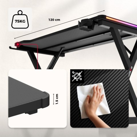 Biurko gamingowe Hero 2.3 RGB 120 cm