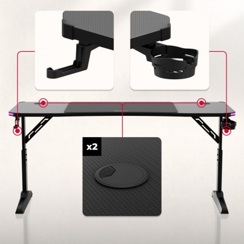 Biurko gamingowe Hero 4.6 RGB Black 160 cm