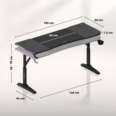 Biurko gamingowe Hero 4.6 RGB Black 160 cm