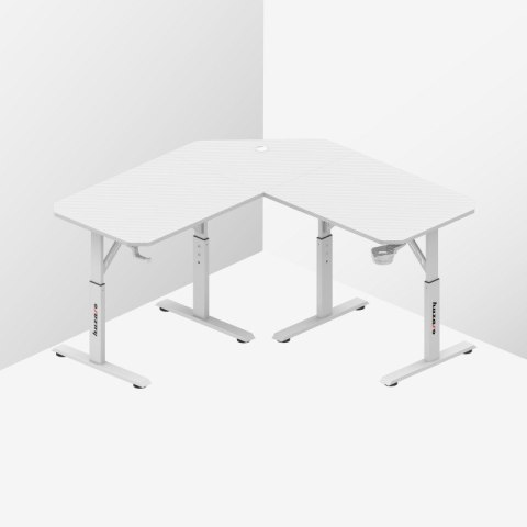 Biurko gamingowe narożne z regulacją Hero 7.3 White 140 cm