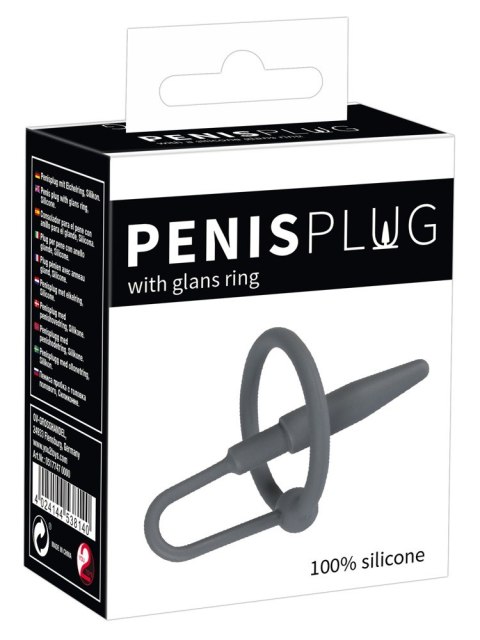 Silikonowy penis plug z pierścieniem na żołądź Penisplug 6,3 cm
