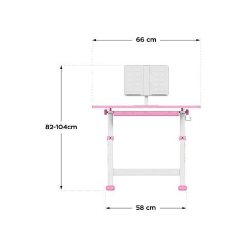 Biurko dziecięce regulowane Study 3.0 Pink 66 cm