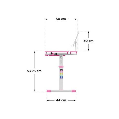 Biurko dziecięce regulowane Study 3.0 Pink 66 cm