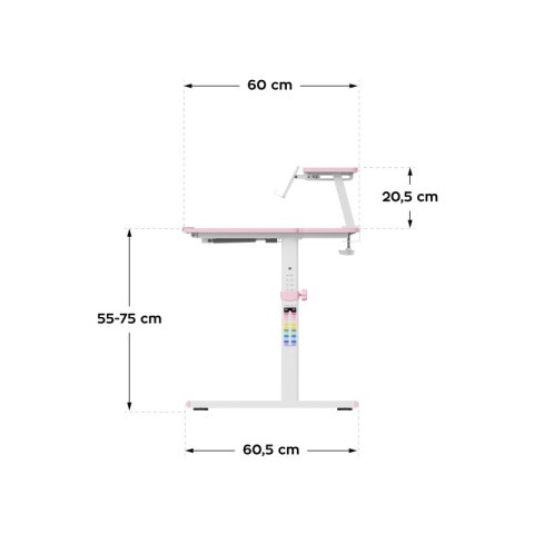 Biurko dziecięce regulowane Study 3.7 Pink 90 cm