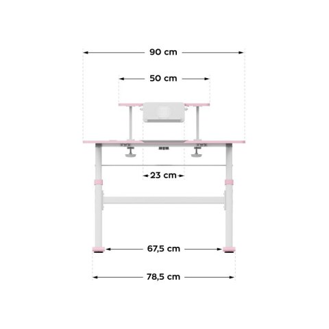Biurko dziecięce regulowane Study 3.7 Pink 90 cm