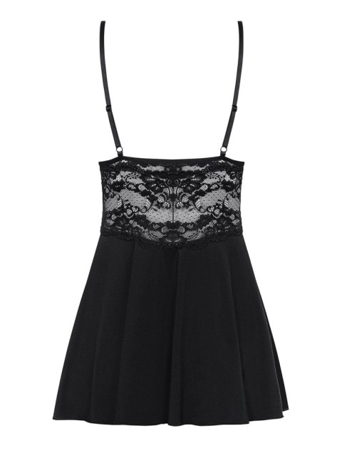 Babydoll koronkowy z stringami Obsessive czarna S/M